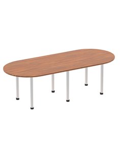 Dynamic Impulse 2400mm Boardroom Table Walnut Top Silver Post Leg I000144