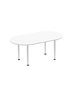 Dynamic Impulse 1800mm Boardroom Table White Top Silver Post Leg I000203