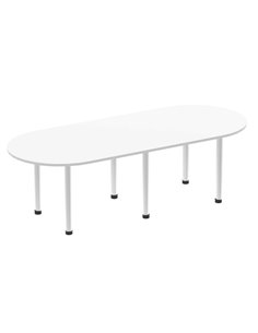 Dynamic Impulse 2400mm Boardroom Table White Top Silver Post Leg I000204