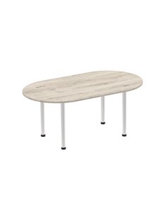 Dynamic Impulse 1800mm Boardroom Table Grey Oak Top Silver Post Leg I003245