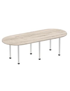Dynamic Impulse 2400mm Boardroom Table Grey Oak Top Silver Post Leg I003246