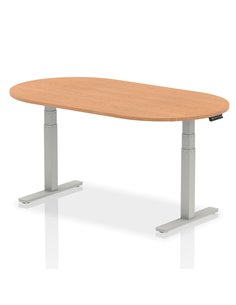 Dynamic Impulse 1800mm Boardroom Table Oak Top Silver Height Adjustable Leg I003543