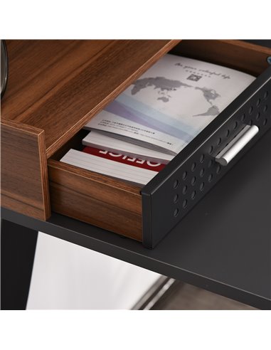 HOMCOM Modern Computer Desk Laptop Writing Table w/Hutch 1 Drawer workstation Home Office Furniture Brown and Black