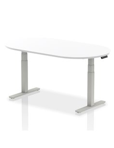 Dynamic Impulse 1800mm Boardroom Table White Top Silver Height Adjustable Leg I003545