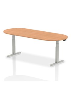 Dynamic Impulse 2400mm Boardroom Table Oak Top Silver Height Adjustable Leg I003548
