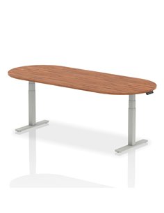 Dynamic Impulse 2400mm Boardroom Table Walnut Top Silver Height Adjustable Leg I003549