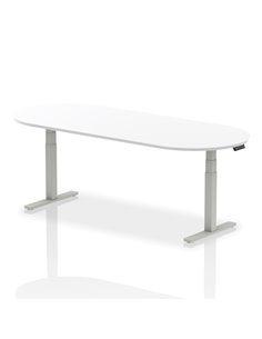 Dynamic Impulse 2400mm Boardroom Table White Top Silver Height Adjustable Leg I003550