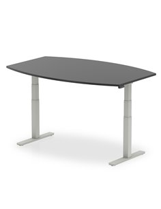 Dynamic High Gloss 1800mm Writable Boardroom Table Black Top Silver Height Adjustable Leg I003551
