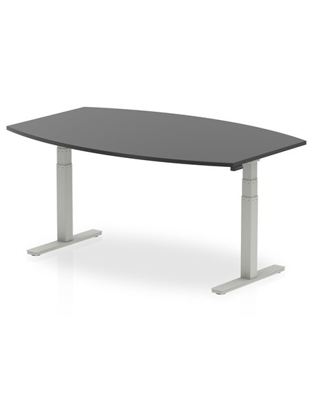 Dynamic High Gloss 1800mm Writable Boardroom Table Black Top Silver Height Adjustable Leg I003551 - pic 80197 | FastDaddyshop