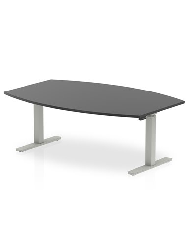 Dynamic High Gloss 1800mm Writable Boardroom Table Black Top Silver Height Adjustable Leg I003551