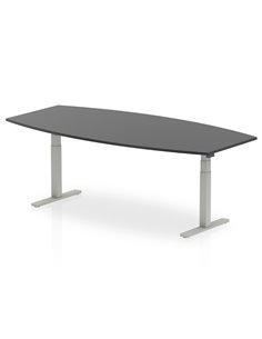 Dynamic High Gloss 2400mm Writable Boardroom Table Black Top Silver Height Adjustable Leg I003552