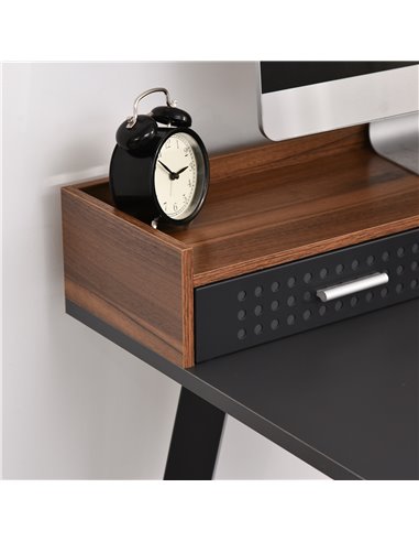 HOMCOM Modern Computer Desk Laptop Writing Table w/Hutch 1 Drawer workstation Home Office Furniture Brown and Black