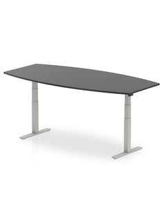 Dynamic High Gloss 2400mm Writable Boardroom Table Black Top Silver Height Adjustable Leg I003552 2