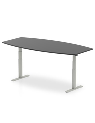 Dynamic High Gloss 2400mm Writable Boardroom Table Black Top Silver Height Adjustable Leg I003552