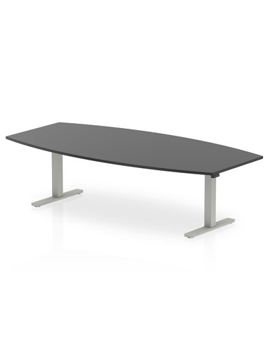 Dynamic High Gloss 2400mm Writable Boardroom Table Black Top Silver Height Adjustable Leg I003552