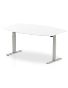 Dynamic High Gloss 1800mm Writable Boardroom Table White Top Silver Height Adjustable Leg I003553
