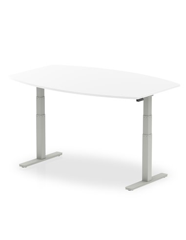 Dynamic High Gloss 1800mm Writable Boardroom Table White Top Silver Height Adjustable Leg I003553