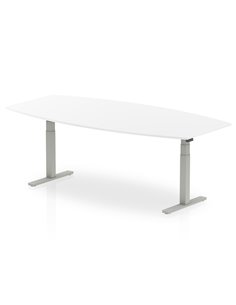Dynamic High Gloss 2400mm Writable Boardroom Table White Top Silver Height Adjustable Leg I003554