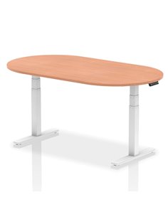 Dynamic Impulse 1800mm Boardroom Table Beech Top White Height Adjustable Leg I003555