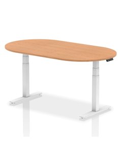 Dynamic Impulse 1800mm Boardroom Table Oak Top White Height Adjustable Leg I003557