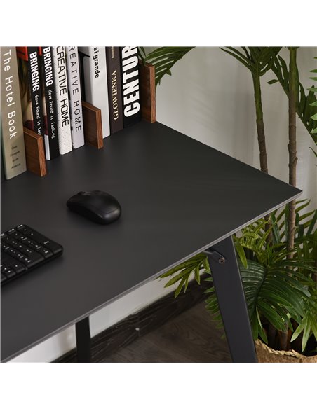 HOMCOM Modern Computer Desk Laptop Writing Table w/Hutch 1 Drawer workstation Home Office Furniture Brown and Black - pic 8021 | FastDaddyshop