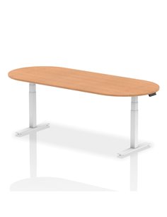 Dynamic Impulse 2400mm Boardroom Table Oak Top White Height Adjustable Leg I003562