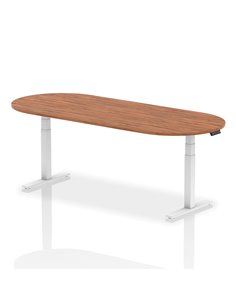 Dynamic Impulse 2400mm Boardroom Table Walnut Top White Height Adjustable Leg I003563