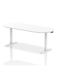 Dynamic Impulse 2400mm Boardroom Table White Top White Height Adjustable Leg I003564