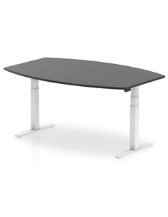 Dynamic High Gloss 1800mm Writable Boardroom Table Black Top White Height Adjustable Leg I003565