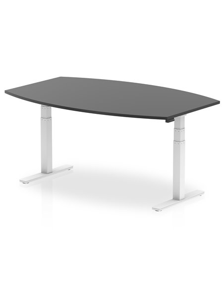 Dynamic High Gloss 1800mm Writable Boardroom Table Black Top White Height Adjustable Leg I003565 - pic 80216 | FastDaddyshop