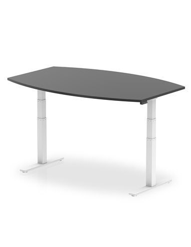 Dynamic High Gloss 1800mm Writable Boardroom Table Black Top White Height Adjustable Leg I003565