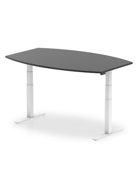 Dynamic High Gloss 1800mm Writable Boardroom Table Black Top White Height Adjustable Leg I003565 - pic 80217 | FastDaddyshop
