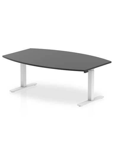 Dynamic High Gloss 1800mm Writable Boardroom Table Black Top White Height Adjustable Leg I003565