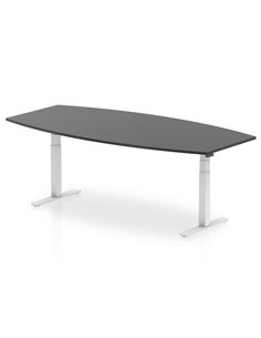 Dynamic High Gloss 2400mm Writable Boardroom Table Black Top White Height Adjustable Leg I003566
