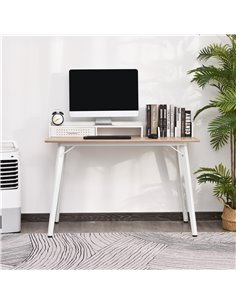Homcom Modern Computer Desk with Drawer, Oak Color and White 2