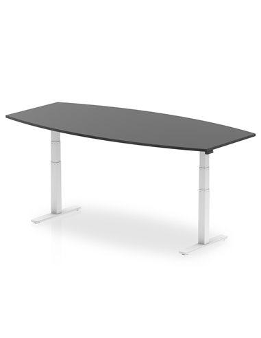 Dynamic High Gloss 2400mm Writable Boardroom Table Black Top White Height Adjustable Leg I003566