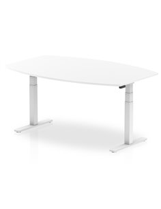 Dynamic High Gloss 1800mm Writable Boardroom Table White Top White Height Adjustable Leg I003567