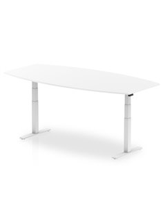Dynamic High Gloss 2400mm Writable Boardroom Table White Top White Height Adjustable Leg I003568 2