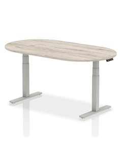 Dynamic Impulse 1800mm Boardroom Table Grey Oak Top Silver Height Adjustable Leg I003569