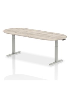 Dynamic Impulse 2400mm Boardroom Table Grey Oak Top Silver Height Adjustable Leg I003570