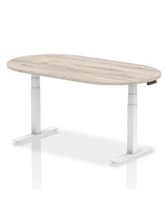 Dynamic Impulse 1800mm Boardroom Table Grey Oak Top White Height Adjustable Leg I003571