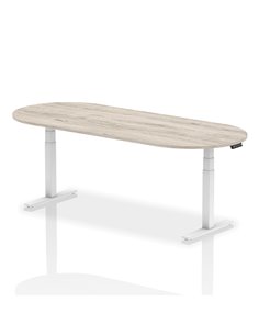Dynamic Impulse 2400mm Boardroom Table Grey Oak Top White Height Adjustable Leg I003572