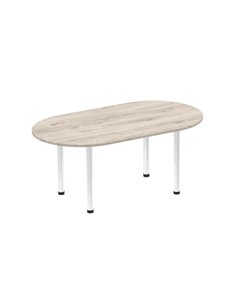 Dynamic Impulse 1800mm Boardroom Table Grey Oak Top Chrome Post Leg I003722