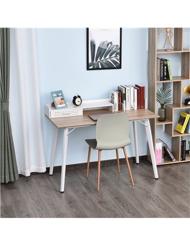 HOMCOM Modern Computer Desk Laptop Writing Table w/Hutch 1 Drawer workstation Home Office Furniture Oak Color and White