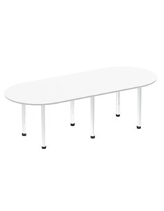 Dynamic Impulse 2400mm Boardroom Table White Top Chrome Post Leg I003725