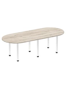 Dynamic Impulse 2400mm Boardroom Table Grey Oak Top Chrome Post Leg I003728