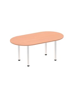 Dynamic Impulse 1800mm Boardroom Table Beech Top Brushed Aluminium Post Leg I003729