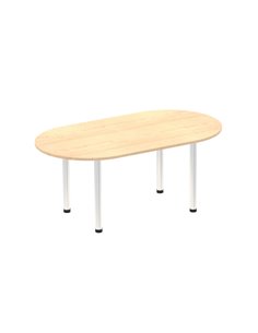 Dynamic Impulse 1800mm Boardroom Table Maple Top Brushed Aluminium Post Leg I003732
