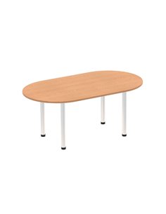 Dynamic Impulse 1800mm Boardroom Table Oak Top Brushed Aluminium Post Leg I003733