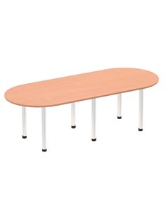 Dynamic Impulse 2400mm Boardroom Table Beech Top Brushed Aluminium Post Leg I003735